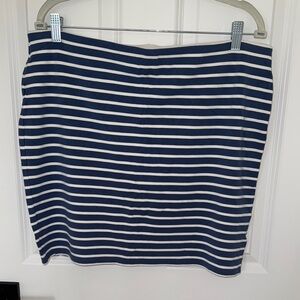 LOFT Blue and White Mini Elastic Waist Skirt